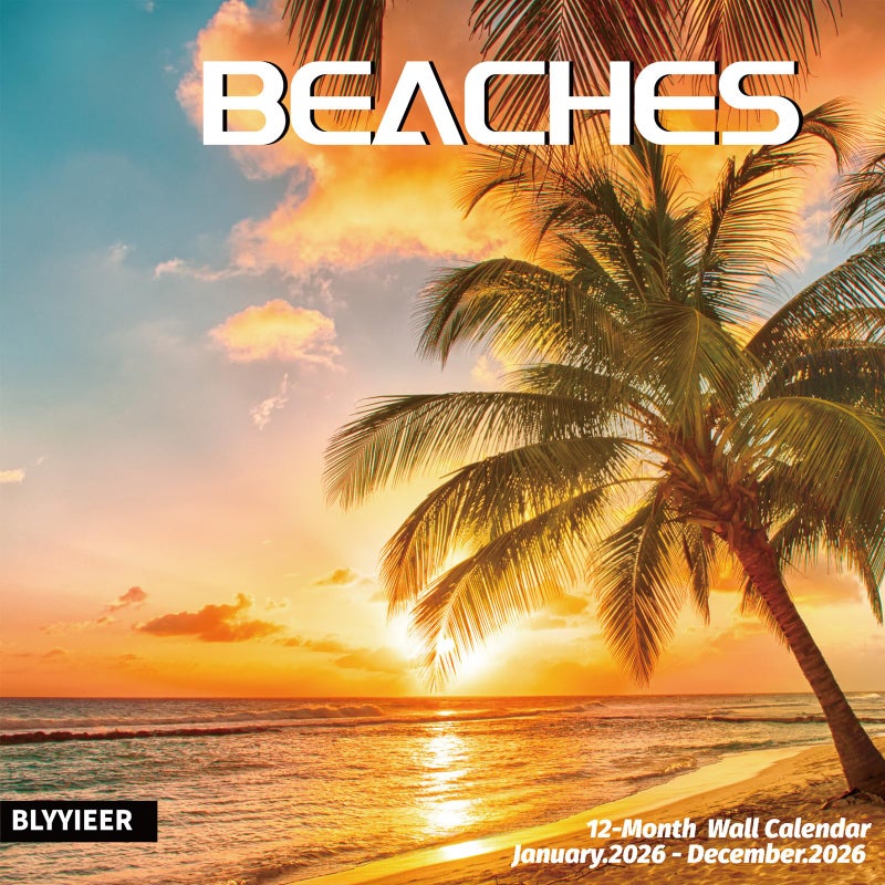 BLYYIEER 2026 Wall Calendar BEACHES, 12 Months Hangable Wall Calendars, Beach Calendars 2026, 12" x 24" (Open), Thick Glossy Paper, Organizing & Planning - Image 1