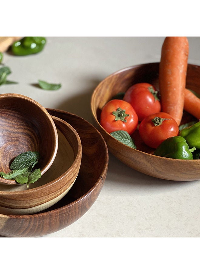 Home Pro 10 Cm Wooden Circular Bowl - Image 3