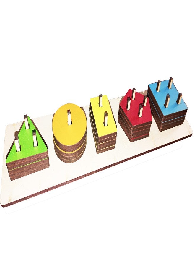 ROOT KRAFT [30 x 8 cm] Geometric Shape Wooden Matching Five-Column Block Educational and Learning Toys - Image 4