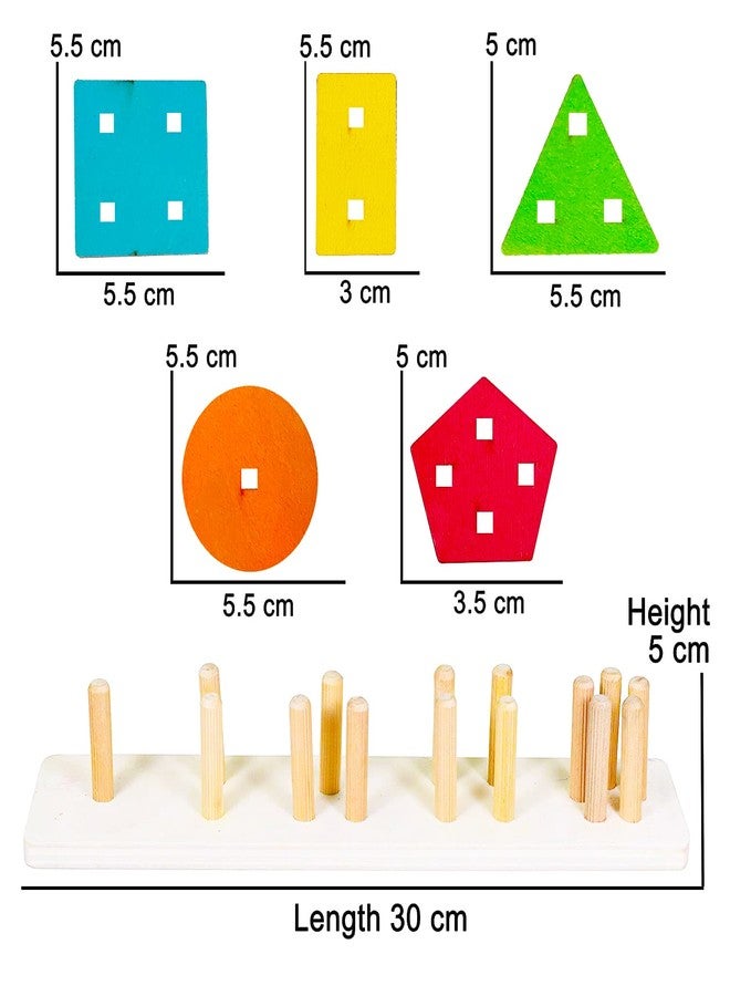 ROOT KRAFT [30 x 8 cm] Geometric Shape Wooden Matching Five-Column Block Educational and Learning Toys - Image 3