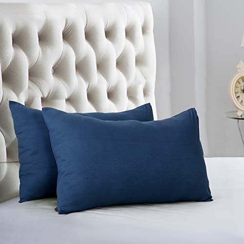 Evolive Ultra Soft Brushed Microfiber Standard Size 20"x30" Pillowcases Pair Set of 2 with Envelope Closure (20"x30" Standard, Navy) - Image 1