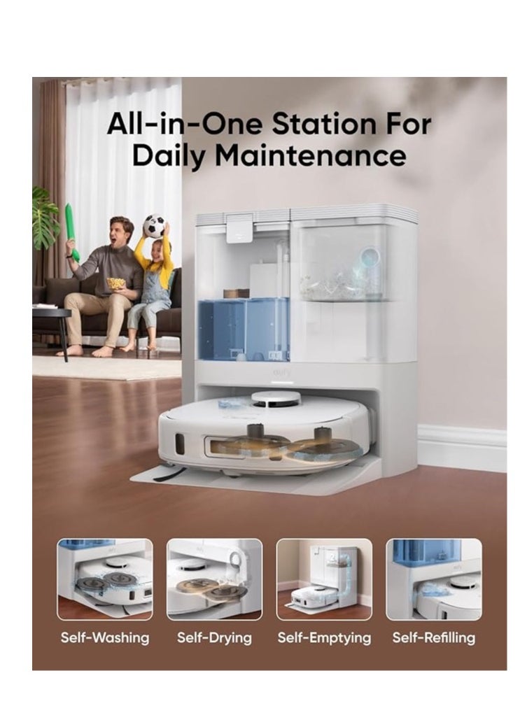 eufy - eufy X10 Pro Omni Robot Vacuum and Mop with 8,000 Pa Suction, Dual Mops with 12 mm Auto-Lift and Carpet Detection, AI Obstacle Avoidance, Auto Mop Washing, Self-Drying, Self-Emptying, Self-Refilling - Image 1