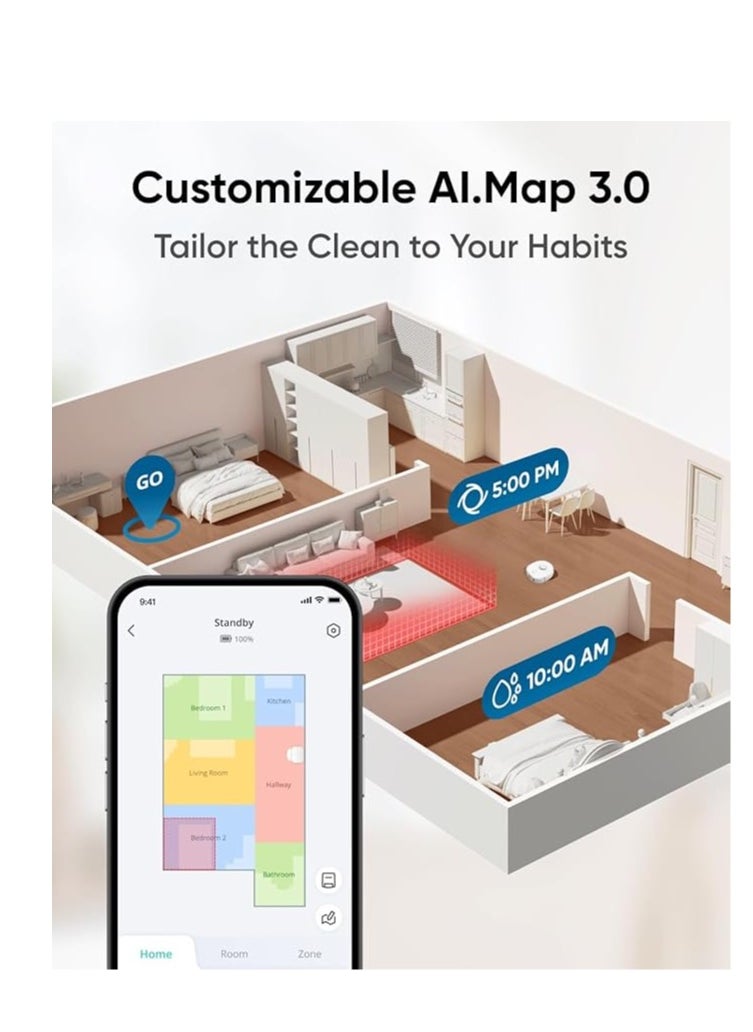 eufy - eufy X10 Pro Omni Robot Vacuum and Mop with 8,000 Pa Suction, Dual Mops with 12 mm Auto-Lift and Carpet Detection, AI Obstacle Avoidance, Auto Mop Washing, Self-Drying, Self-Emptying, Self-Refilling - Image 1