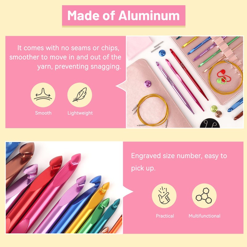 Aeelike Interchangeable Tunisian Crochet Hooks Set, 12 Sizes Colorful Tunisian Crochet Hooks Set with 4 Cables 3.0mm - 10.0mm Smooth Ergonomic Hook for Making Blanket Scarves, Ideal Gift - Image 4