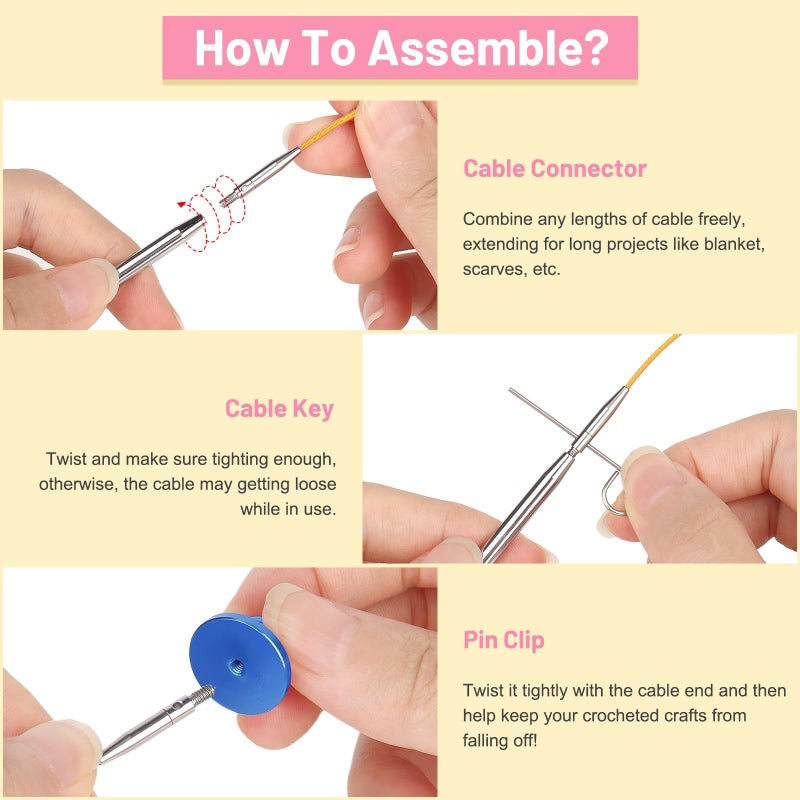 Aeelike Interchangeable Tunisian Crochet Hooks Set, 12 Sizes Colorful Tunisian Crochet Hooks Set with 4 Cables 3.0mm - 10.0mm Smooth Ergonomic Hook for Making Blanket Scarves, Ideal Gift - Image 3