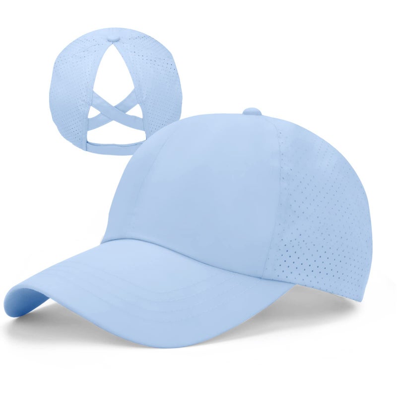 BUTITNOW New Upgraded Women Criss Cross Hat High Ponytail Baseball Caps Adjustable High Messy Bun Ponycap Trucker Hats - Image 5