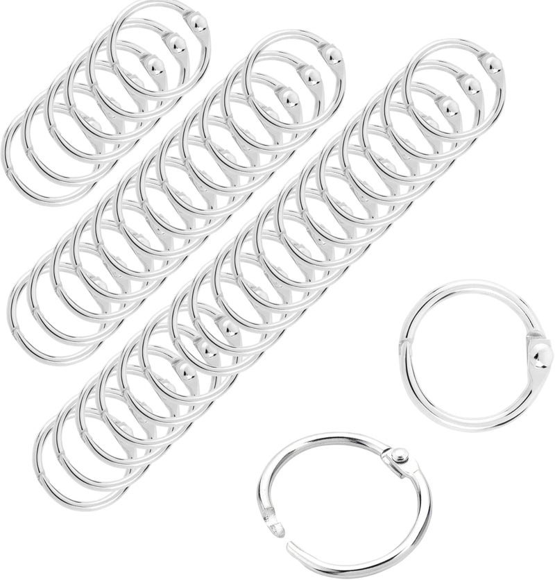 CooBigo 50 Pack Binder Ring, Metal Book Ring Paper Ring Holder 5/8" Loose Leaf Binder Ring Clip for Index Card, Flash Card Ring, Scrapbook, Keychain Key Ring - Silver - Image 1