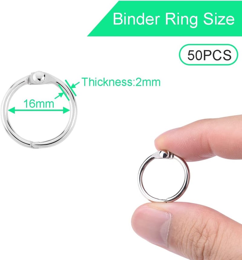 CooBigo 50 Pack Binder Ring, Metal Book Ring Paper Ring Holder 5/8" Loose Leaf Binder Ring Clip for Index Card, Flash Card Ring, Scrapbook, Keychain Key Ring - Silver - Image 2