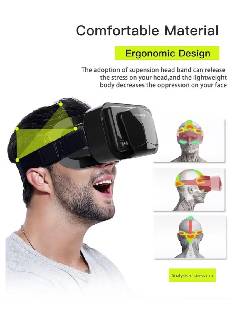 VR SHINECON Adjustable HD VR Headset with Controller for iPhone and Android Smartphones 3.5–7.2 inch, 3D Virtual Reality Glasses for Movies and Games, Ultimate VR Box for Daily Use and Outdoor Entertainment - Image 2