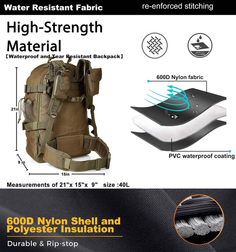 Miramrax Tactical Backpack Military Army Daypack - Assault Pack for Men Molle Backpacks Bug Out Bag 3 Day Pack for Hiking Camping Travel Hunting Rucksack Trekking Green - Image 3