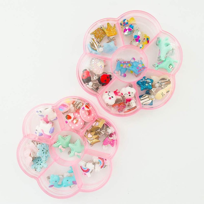 HaiMay 21 Pairs Girl Clip on Earrings for Kids Clips Earrings Princess Toy Earring Play Earring Little Girl Jewelry for Party Favor, All Packed in Clear Boxes - Image 2