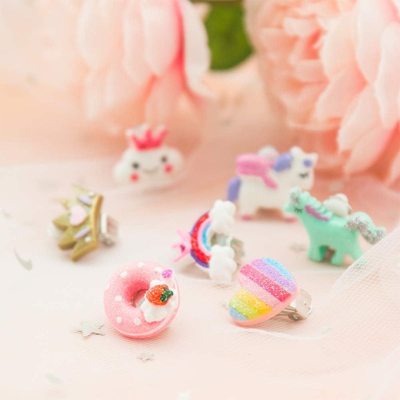 HaiMay 21 Pairs Girl Clip on Earrings for Kids Clips Earrings Princess Toy Earring Play Earring Little Girl Jewelry for Party Favor, All Packed in Clear Boxes - Image 3