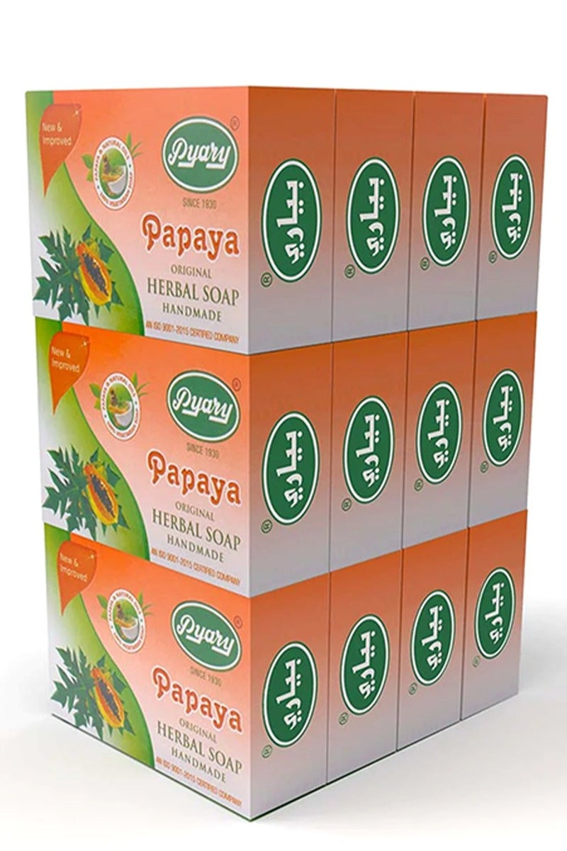 Pyary 12-Piece Papaya Original Herbal Soap Handmade 75*12 gram - Image 1