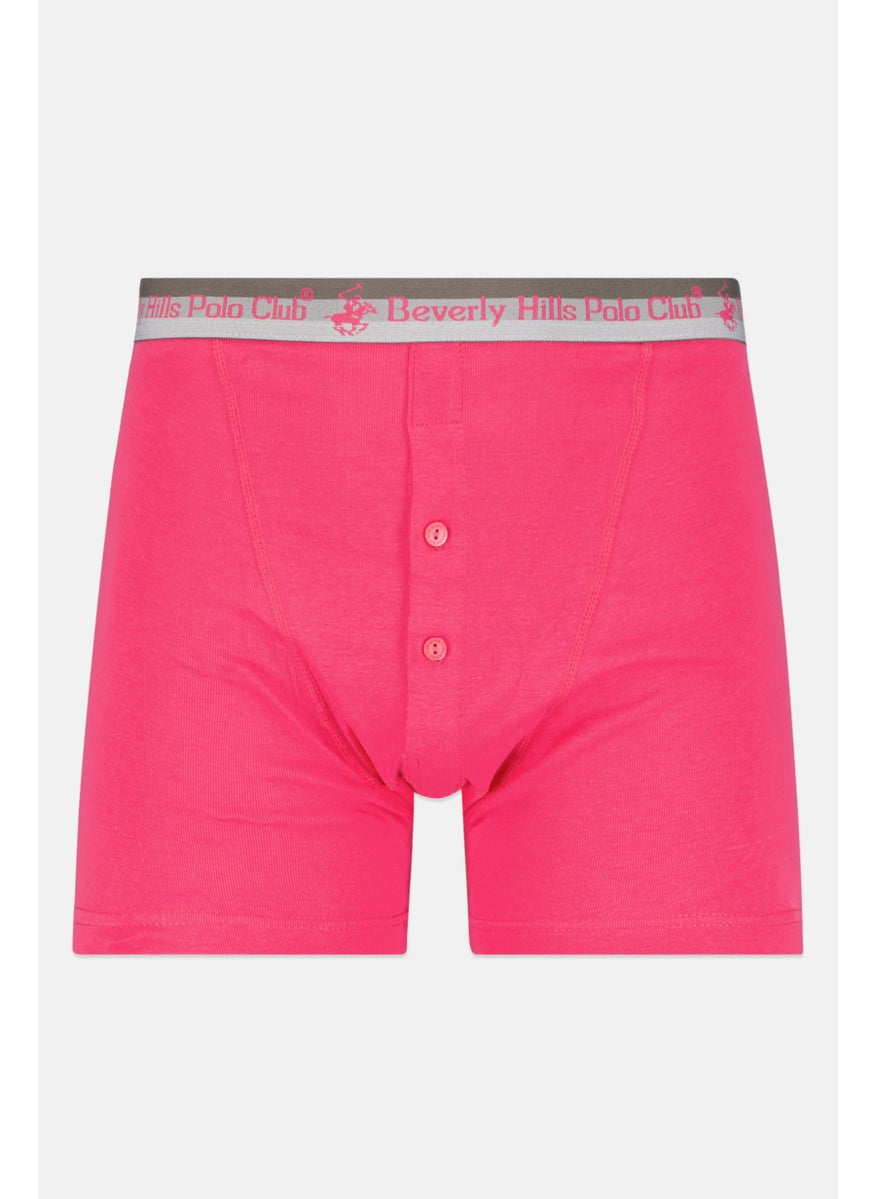BEVERLY HILLS POLO CLUB Men 3 Pack Brand Logo Button Fly Boxer Brief, Pink  - Image 5