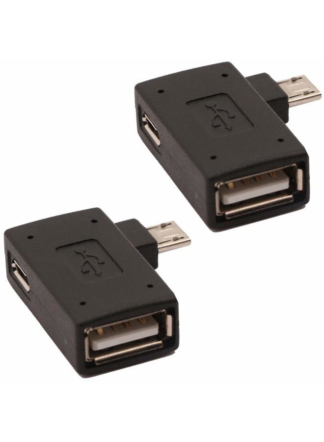AuviPal محول ميكرو USB إلى USB OTG مزود بالطاقة 2 في 1 موصل بزاوية 90 درجة ل FireStick و S/NES Classic Mini و Sega Genesis والمزيد - عبوة من 2 - Image 1