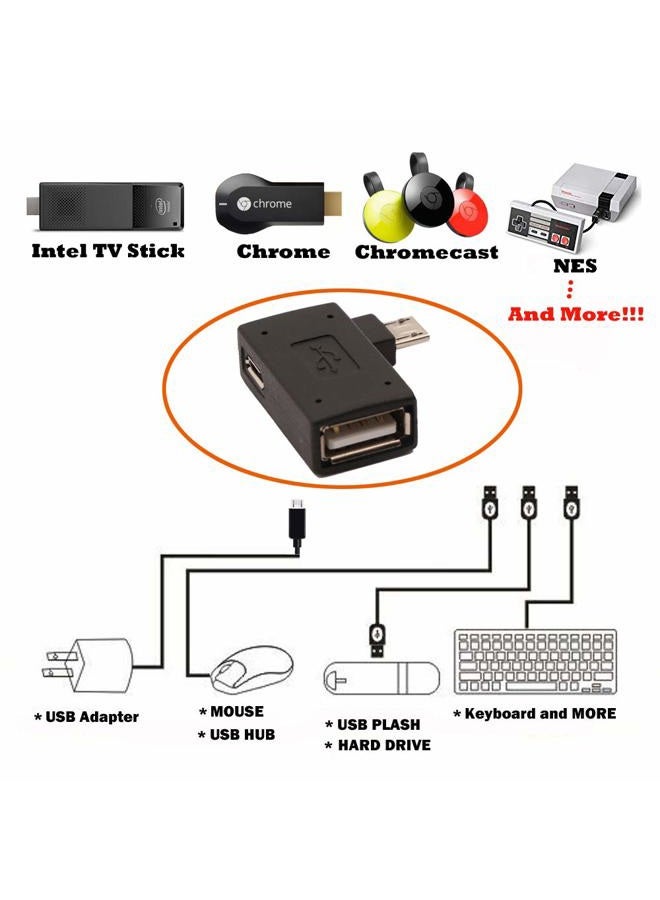 AuviPal محول ميكرو USB إلى USB OTG مزود بالطاقة 2 في 1 موصل بزاوية 90 درجة ل FireStick و S/NES Classic Mini و Sega Genesis والمزيد - عبوة من 2 - Image 3