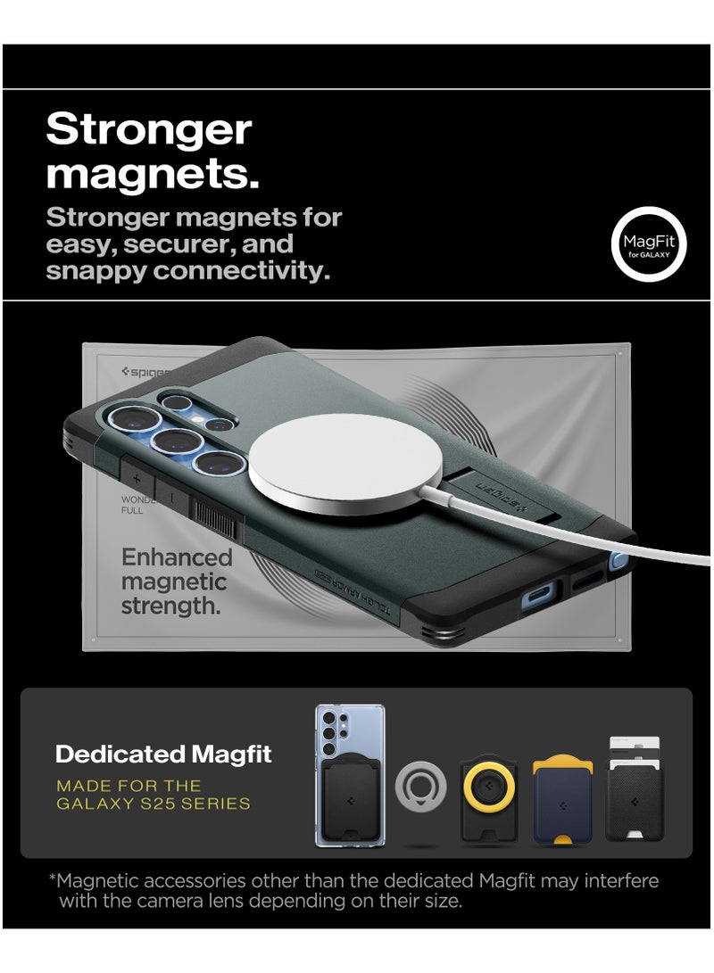 Spigen Tough Armor MagFit for Samsung Galaxy S25 ULTRA Case Cover with MagSafe (2025) - Abyss Green - Image 2