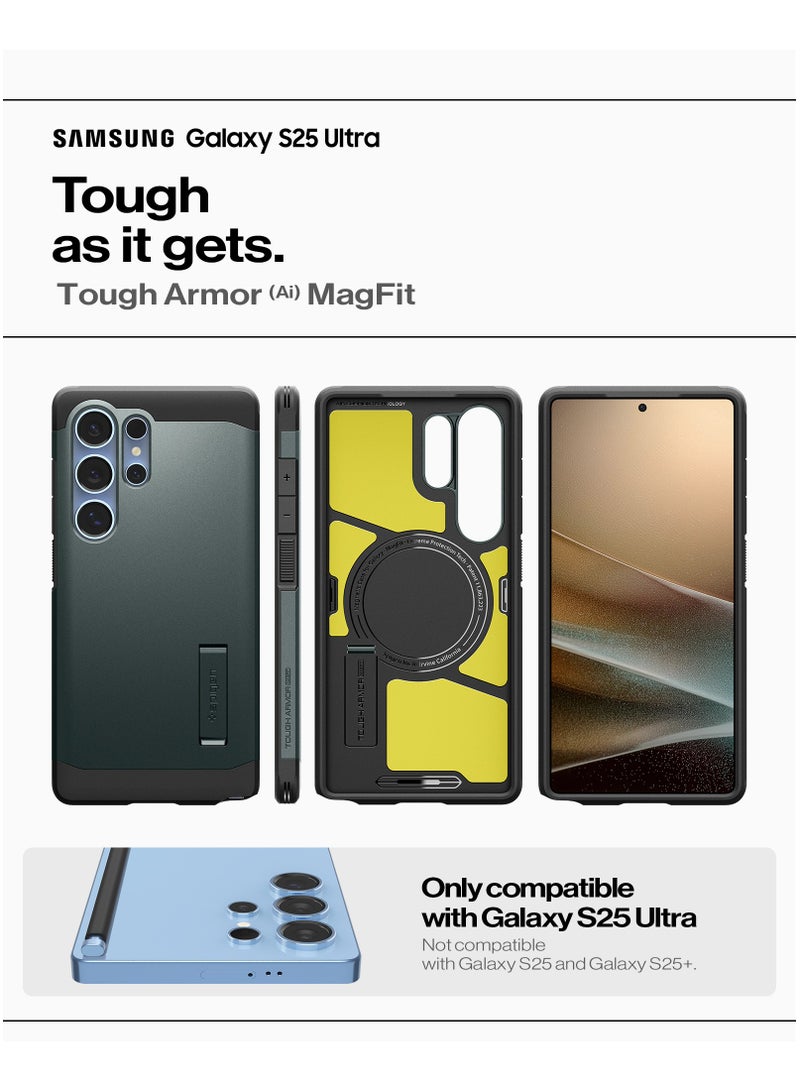 Spigen Tough Armor MagFit for Samsung Galaxy S25 ULTRA Case Cover with MagSafe (2025) - Abyss Green - Image 3
