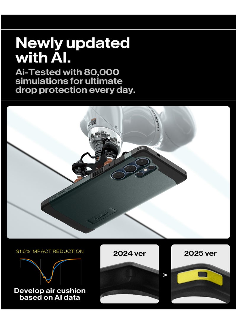 Spigen Tough Armor MagFit for Samsung Galaxy S25 ULTRA Case Cover with MagSafe (2025) - Abyss Green - Image 5