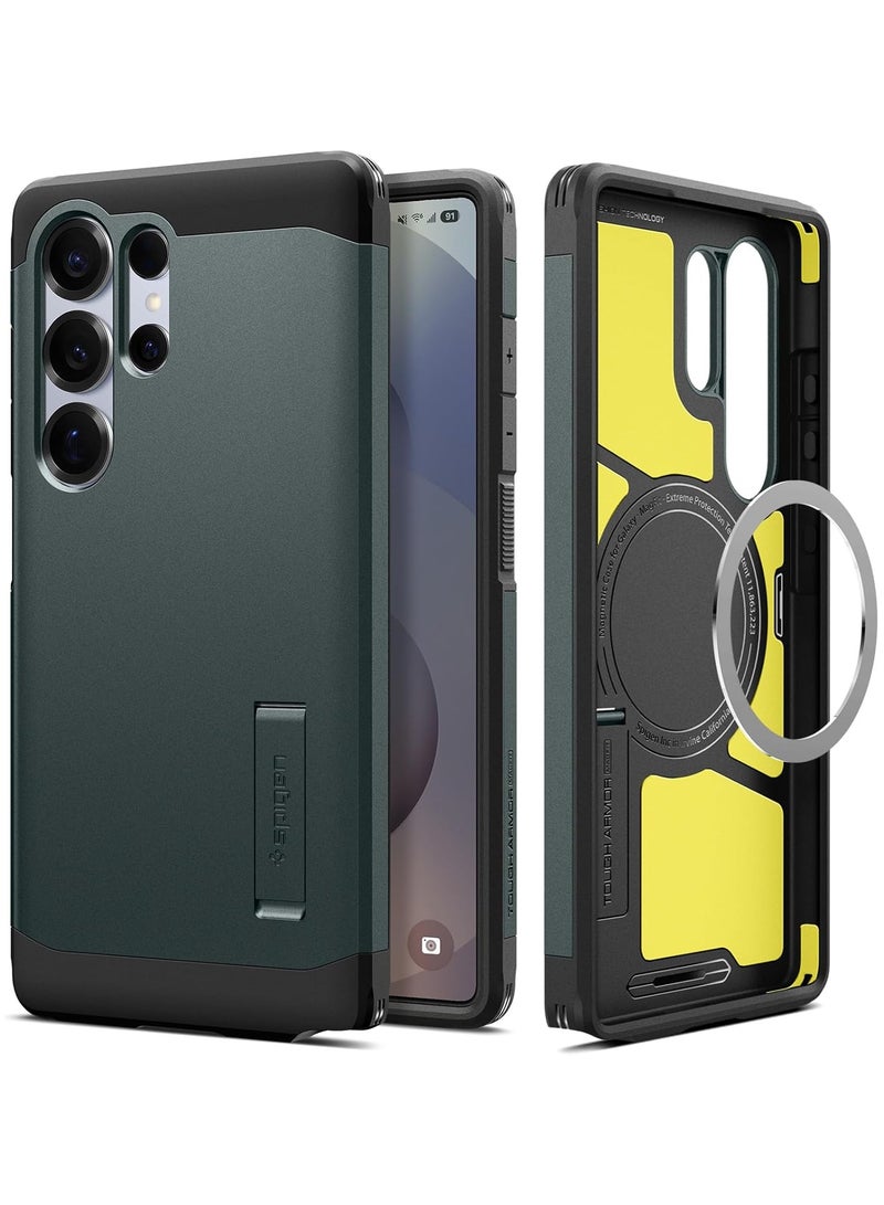 Spigen Tough Armor MagFit for Samsung Galaxy S25 ULTRA Case Cover with MagSafe (2025) - Abyss Green - Image 1