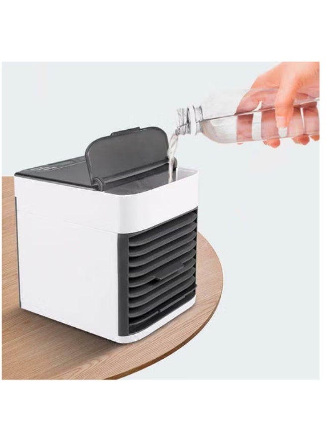 Portable desktop humidifier and air cooler, equipped with seven colored LED lights (white/black). - Image 2