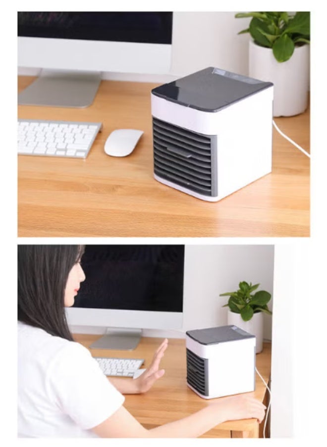 Portable desktop humidifier and air cooler, equipped with seven colored LED lights (white/black). - Image 5