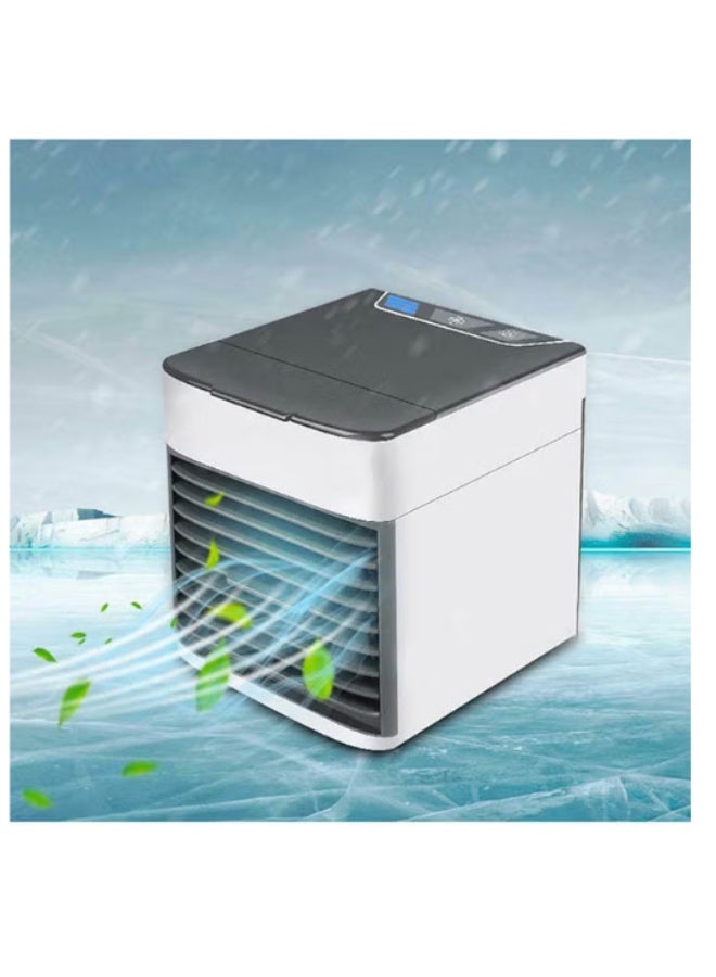 Portable desktop humidifier and air cooler, equipped with seven colored LED lights (white/black). - Image 3