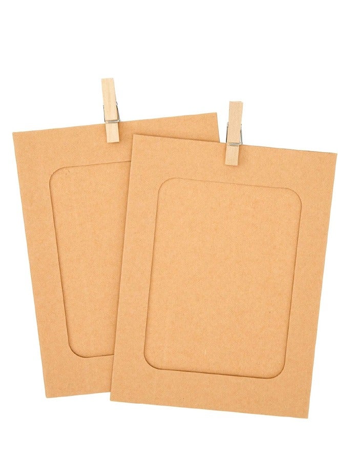 20Pcs Paper Photo Frames, 4x6 Inch Kraft Paper Picture Frames, Hanging Photo Display Banner, DIY Clip Photo Display Holders for Home, Office, Wedding, and Party Decor - Image 2