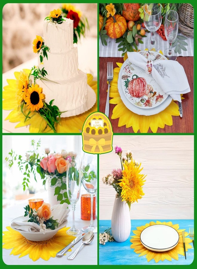 Teling 50 Packs Sunflower Paper Disposable Placemats 13 Inch Sunflower Summer Table Placemats for Bridal Baby Shower Birthday Party Supplies Decorations - Image 4