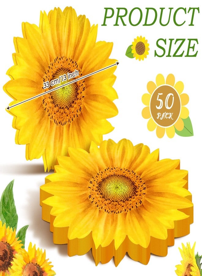 Teling 50 Packs Sunflower Paper Disposable Placemats 13 Inch Sunflower Summer Table Placemats for Bridal Baby Shower Birthday Party Supplies Decorations - Image 2