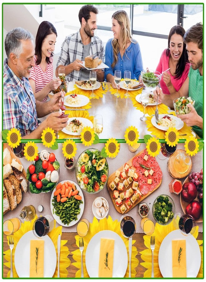 Teling 50 Packs Sunflower Paper Disposable Placemats 13 Inch Sunflower Summer Table Placemats for Bridal Baby Shower Birthday Party Supplies Decorations - Image 5