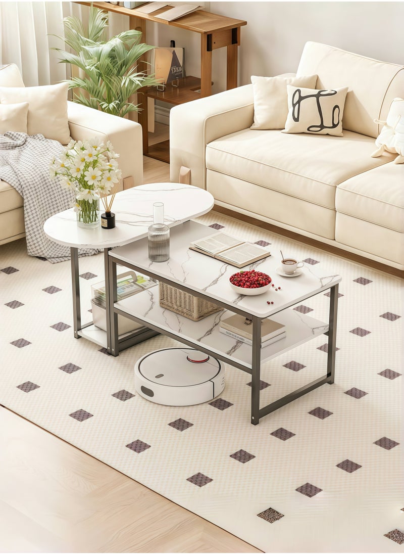 Lafulaifu Coffee Table with Open Storage Shelf and 78cm Oval  Table ，Modern Living Room Center Table for Living Room Home Office Reception Room  - Image 1