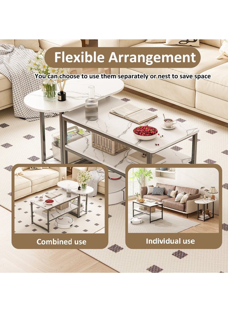 Lafulaifu Coffee Table with Open Storage Shelf and 78cm Oval  Table ，Modern Living Room Center Table for Living Room Home Office Reception Room  - Image 3