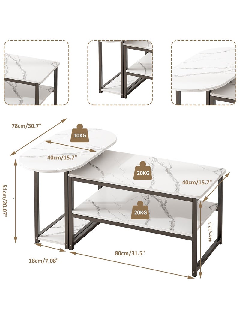 Lafulaifu Coffee Table with Open Storage Shelf and 78cm Oval  Table ，Modern Living Room Center Table for Living Room Home Office Reception Room  - Image 2