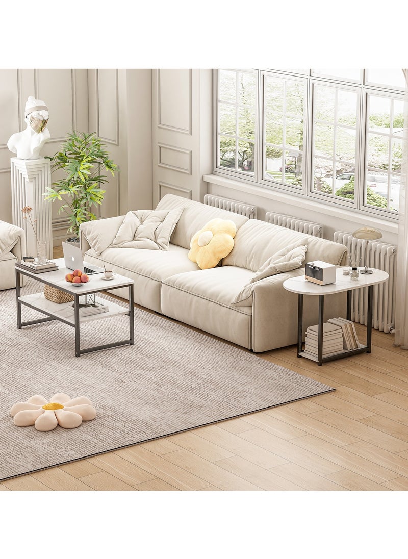 Lafulaifu Coffee Table with Open Storage Shelf and 78cm Oval  Table ，Modern Living Room Center Table for Living Room Home Office Reception Room  - Image 5