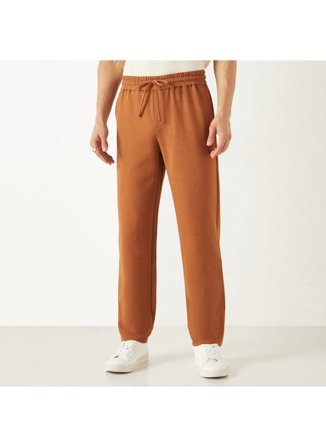 Iconic Iconic Solid Regular Fit Flexi Waist Joggers with Pockets  - Image 1