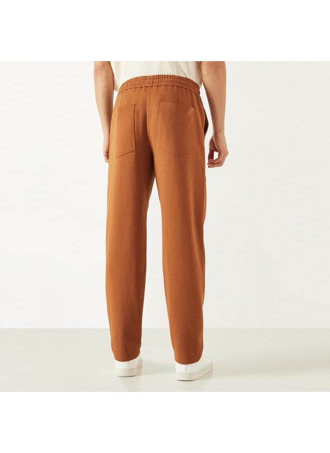 Iconic Iconic Solid Regular Fit Flexi Waist Joggers with Pockets  - Image 3