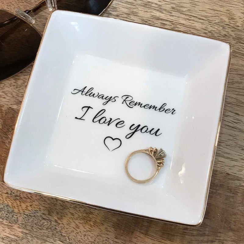 Simply Charmed Jewelry Dish or Trinket Dish - White, Ceramic, Always Remember I Love You, Jewelry Holder for Women, Mother's Day or Valentine's Day Gift - Image 2