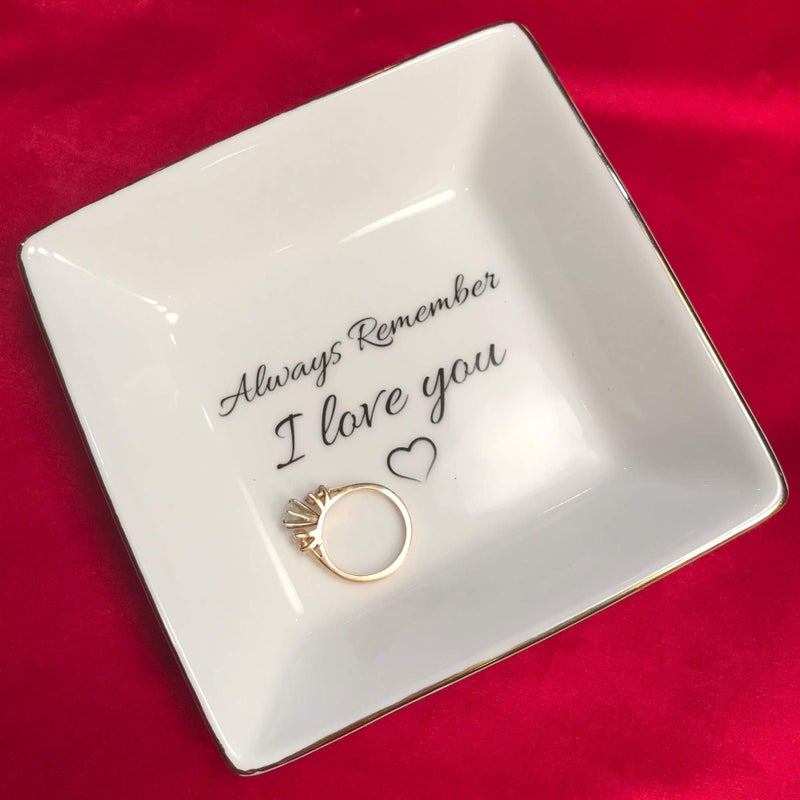 Simply Charmed Jewelry Dish or Trinket Dish - White, Ceramic, Always Remember I Love You, Jewelry Holder for Women, Mother's Day or Valentine's Day Gift - Image 5