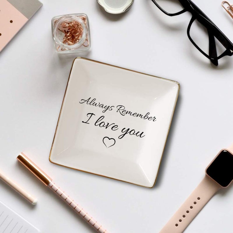 Simply Charmed Jewelry Dish or Trinket Dish - White, Ceramic, Always Remember I Love You, Jewelry Holder for Women, Mother's Day or Valentine's Day Gift - Image 3