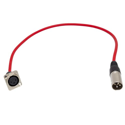MCSPROAUDIO 2ft Pigtail: XLR Female Panel Mount to XLR Male Plug (Red) - Image 1