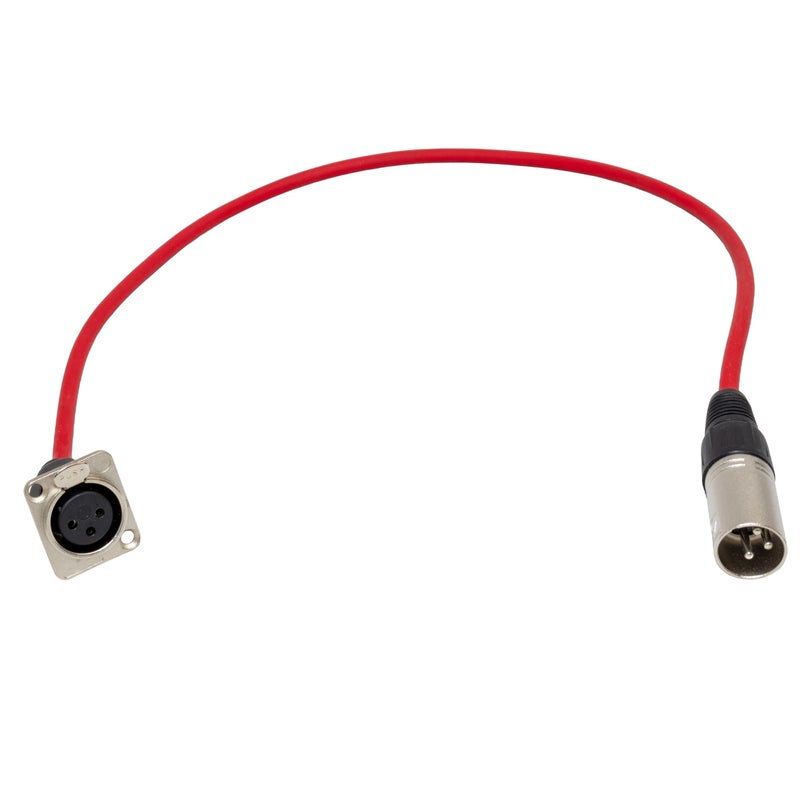 MCSPROAUDIO 2ft Pigtail: XLR Female Panel Mount to XLR Male Plug (Red) - Image 3