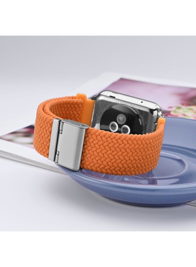 WOCCI 18mm Braided Nylon Watch Band for Men and Women, Quick Release, Silver Stainless Steel Buckle (Orange) - Image 2