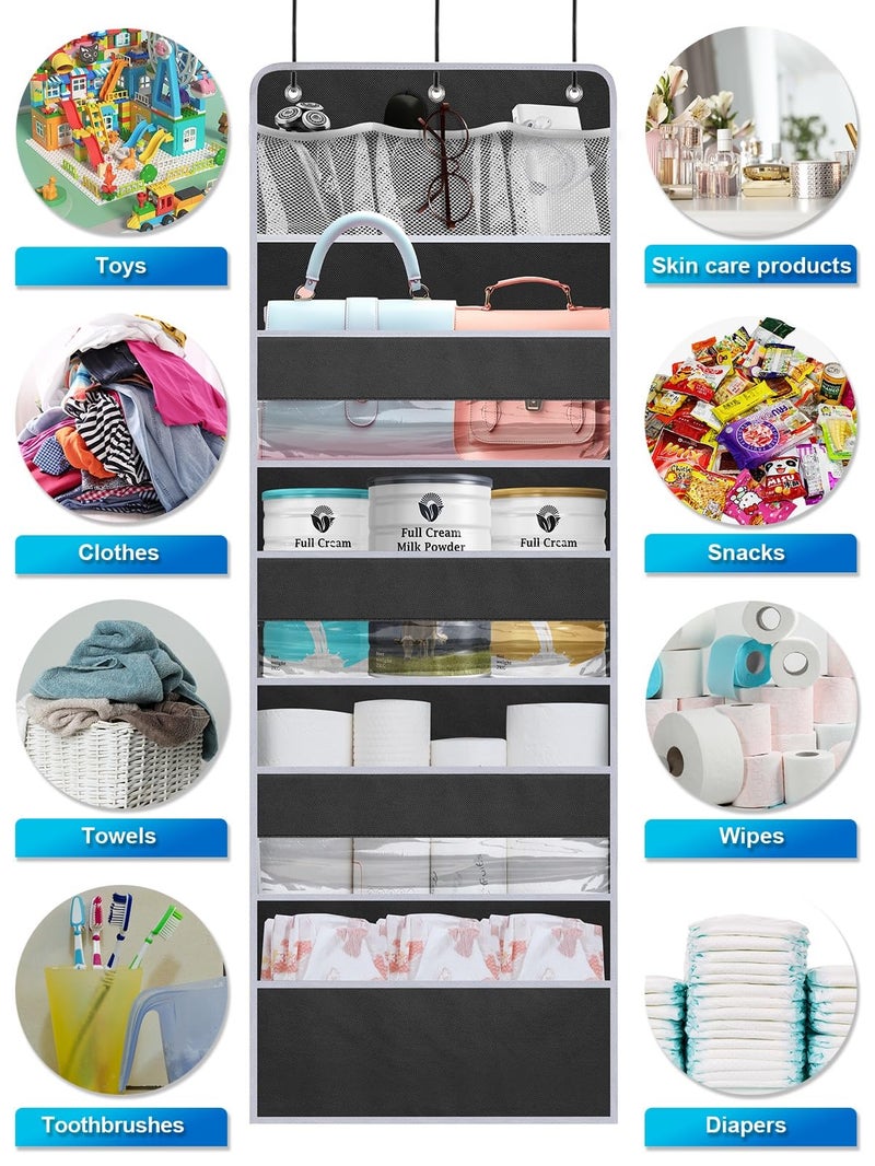 Wakaye 2 Pack Over the Door Storage Organizer - Space Saving Behind Door Hanging Organizer - Back Door Storage for Nursery/Pantry/Bathroom/Bedroom/Diaper/Toys, Black - Image 5