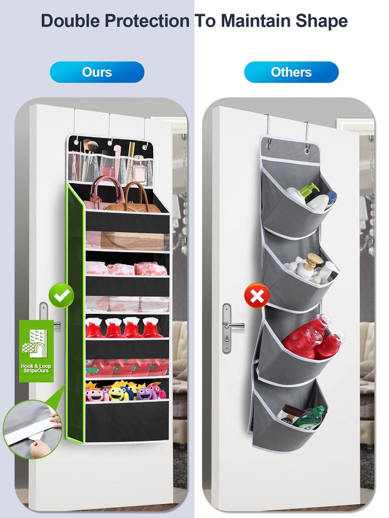 Wakaye 2 Pack Over the Door Storage Organizer - Space Saving Behind Door Hanging Organizer - Back Door Storage for Nursery/Pantry/Bathroom/Bedroom/Diaper/Toys, Black - Image 2
