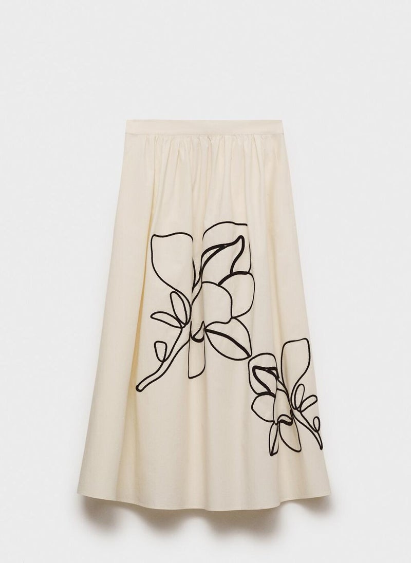 MANGO Embroidered High Waist Skirt  - Image 5