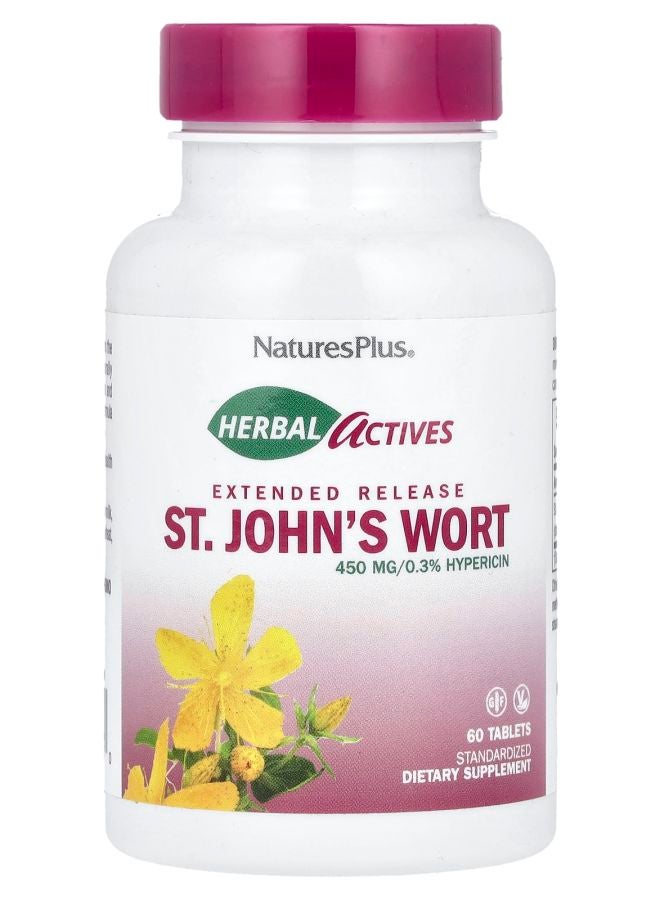 NaturesPlus حبوب هيربال أكتيفز سانت جونز وورت 450 ملغ 60 قرص