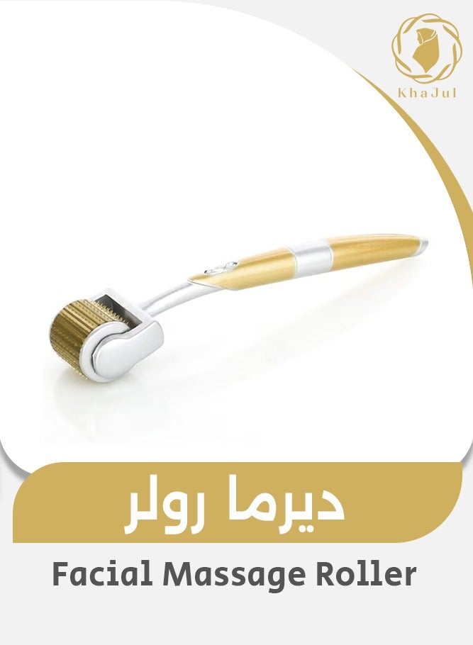 KHAJUL 0.2MM Derma Roller Luxury Titanium Micro Needle, Deep Tissue Tool for Face, Hand, Neck And Thighs, Muscle Pain Relief, Acupuncture and Skin Tightening, Home Use (Gold) - Image 1