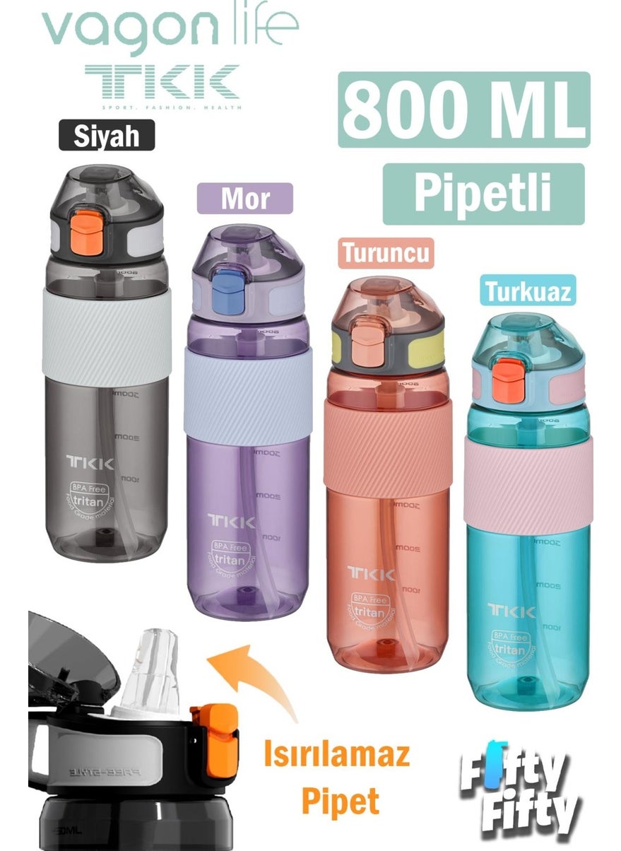 Vagonlife - Tkk 800 ml Thick Non-biteable Straw Bpa Free Tritan Water Bottle with Carrying Handle FFTKK1003 800 ml - Image 1