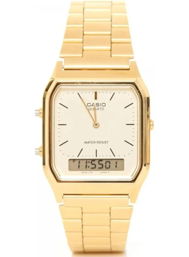 كاسيو Men's Gold Dial Stainless Steel Analog-Digital Watch - AQ-230GA-9DMQYES